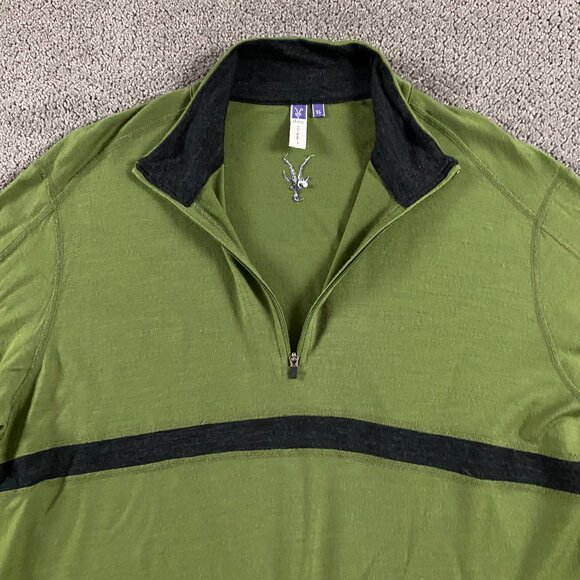Ibex 1/4 Zip Pullover Sweater Top Men's XL Merino Wool Green Base Layer - Picture 6 of 11